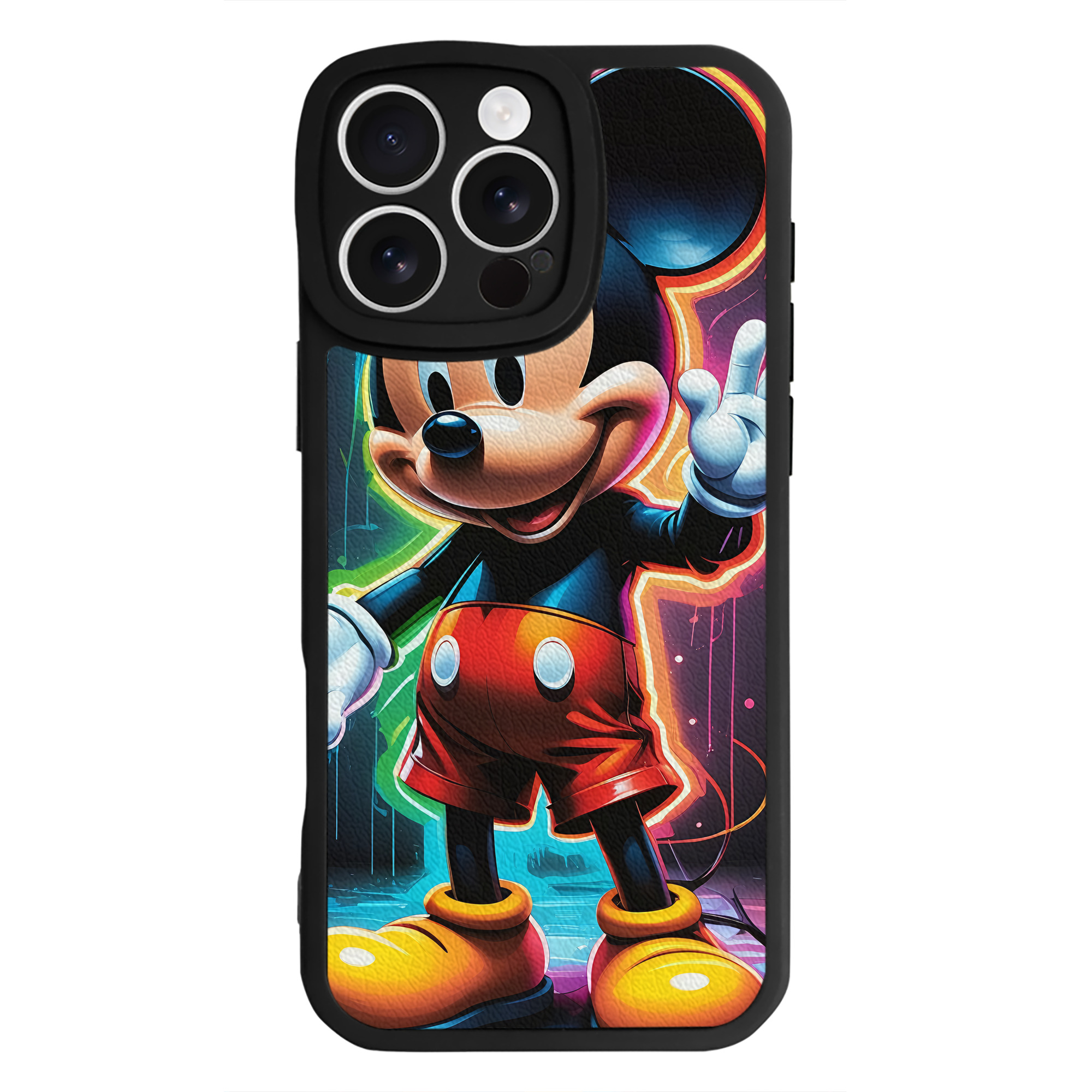 （画像用） ミッキーマウス Mickey Mouse 【iPhone 16シリーズ対応】シリコンスマホケース（レザー調） 材質：シリコン